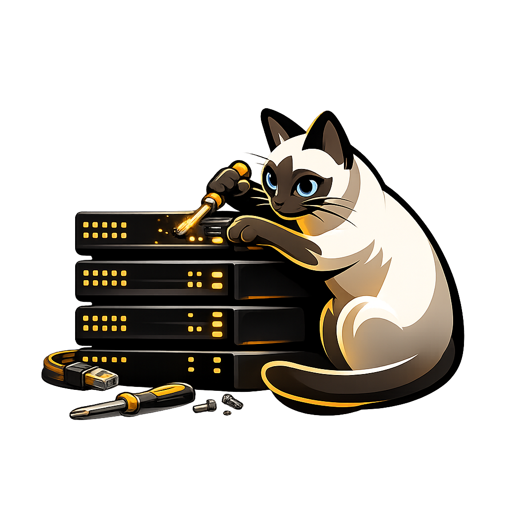 Кот чинит сервер